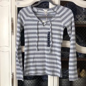 NEW LUCKY  grey and white striped shirt